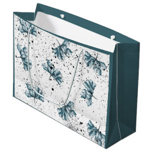 Hand painted blue Floral design Large Gift Bag