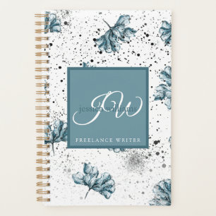 Hand painted blue Floral design Personalised Planner