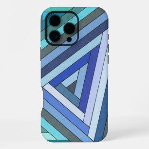 Hand Painted Blue Geometric Triangle Design iPhone 16 Pro Max Case
