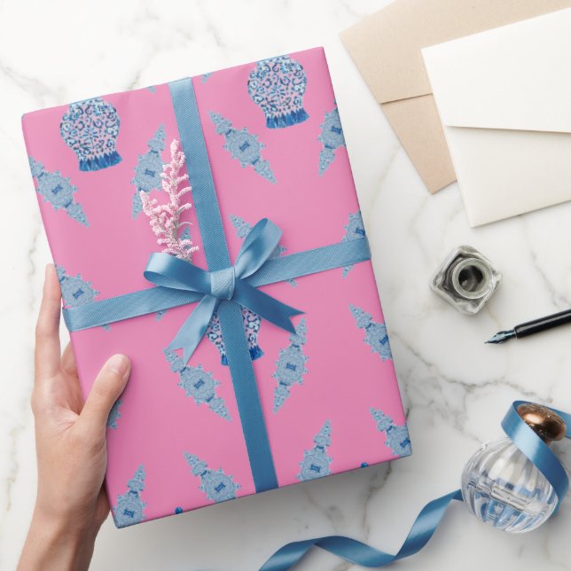 Hand Painted Blue Ginger Jar Wrapping Paper (Gifting)