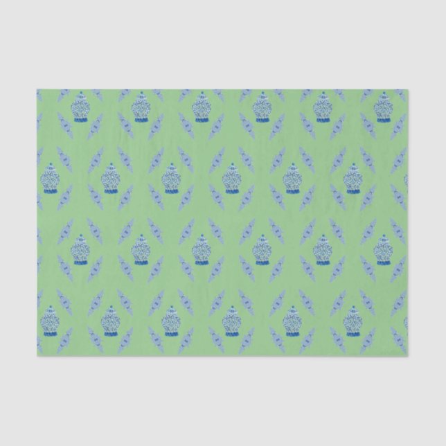 Hand Painted Blue Ginger Jar Wrapping Paper (Front)