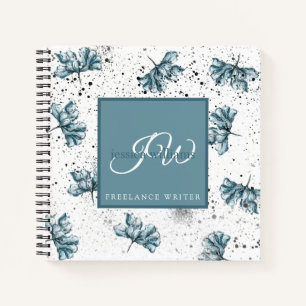 Hand painted blue personalised Floral design Notebook