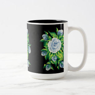 Hand Painted Blue Roses Coffee Mug