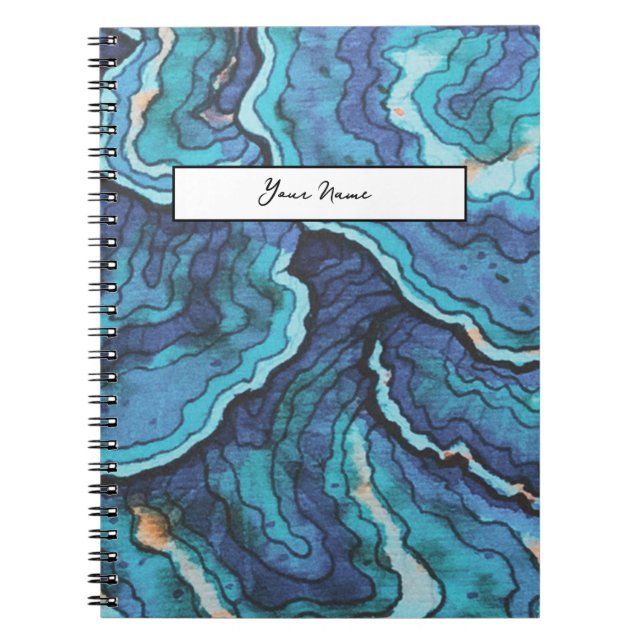 hand painted Blue Turkey tail print mushroom Notebook (Front)