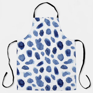 Hand Painted, Blue Watercolor Stains. Apron