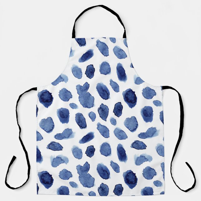 Hand Painted, Blue Watercolor Stains. Apron (Front)