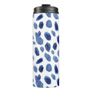 Hand Painted, Blue Watercolor Stains. Thermal Tumbler