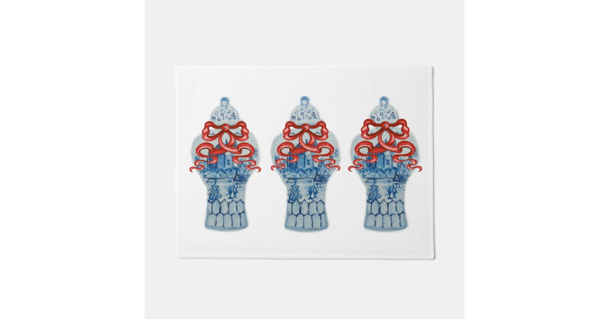 Hand Painted Blue White Ginger Jar Rug Doormat Zazzle