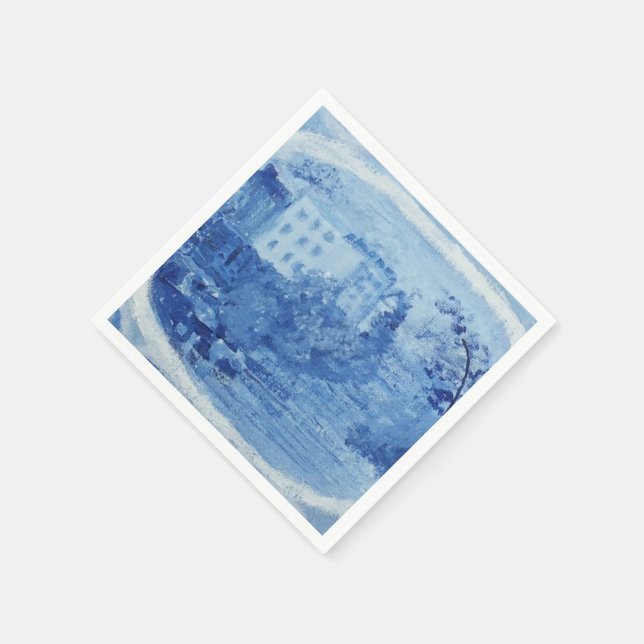 Hand Painted Blue Willow Toile  Paper Napkin (Corner)