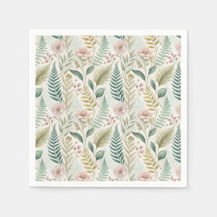 Hand-Painted Blush Floral Botanical Flower Pattern Napkin