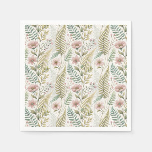 Hand-Painted Blush Flower Botanical Floral Pattern Napkin
