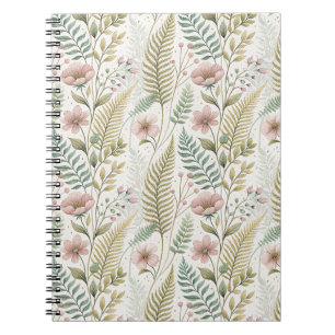 Hand-Painted Blush Flower Botanical Floral Pattern Notebook