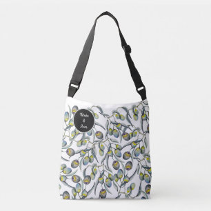 Hand-painted Boho Olive Branch Crossbody Bag