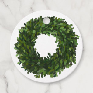 Hand Painted Boxwood Wreath Christmas Wedding Favour Tags