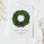 Hand Painted Boxwood Wreath Merry Christmas Holiday Card<br><div class="desc">Merry Christmas | Send your holiday wishes to friends and family with this customisable Christmas card. This greenery Christmas card features a hand-painted boxwood wreath. Personalise by adding your details. This custom Christmas card is available in other colours and cardstock. Matching items are available.</div>