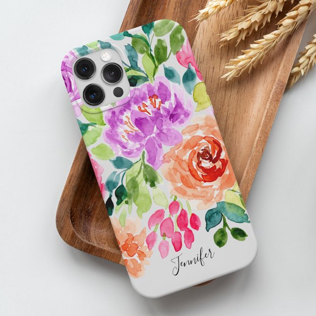 Hand Painted Bright Watercolor Floral Case-Mate iPhone Case (Creator Uploaded)