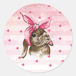 Hand painted Bunny pink Classic Round Sticker