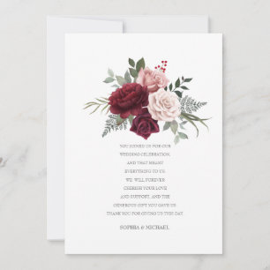 Hand Painted Burgundy Rose Bouquet Thank You Card