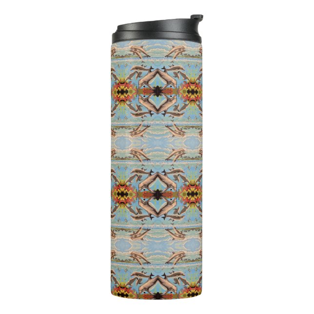 Hand Painted By Number Dolphins | Mirror Tiled | Thermal Tumbler (Rotated Left)