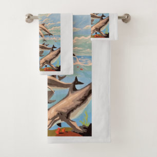 Hand Painted By Number   Playful Dolphins   Bath Towel Set