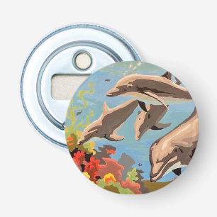 Hand Painted By Number   Playful Dolphins   Bottle Opener