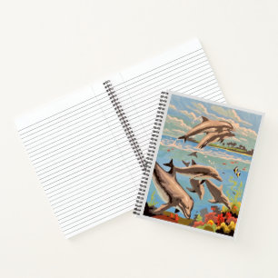 Hand Painted By Number   Playful Dolphins   Custom Notebook