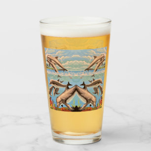 Hand Painted By Number Playful Dolphins Glass