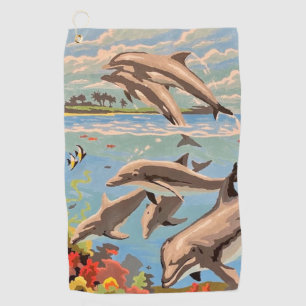 Hand Painted By Number   Playful Dolphins   Golf Towel