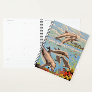 Hand Painted By Number Playful Dolphins Planner