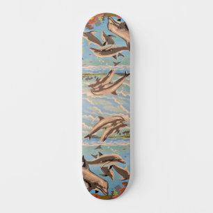 Hand Painted By Number   Playful Dolphins   Skateboard