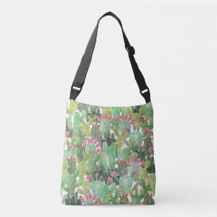 Hand Painted Cactus: Desert Green Crossbody Bag