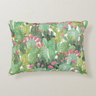 Hand Painted Cactus: Desert Green Decorative Cushion