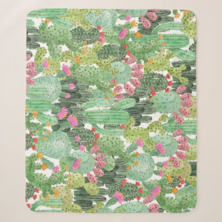 Hand Painted Cactus: Desert Green Sherpa Blanket