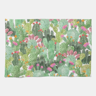 Hand Painted Cactus: Desert Green Tea Towel