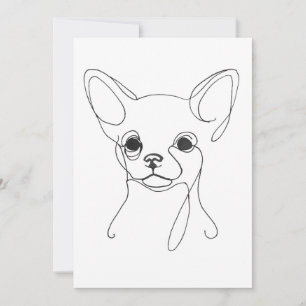 Hand Painted Chihuahua Minimalist Dog Illustration Invitation