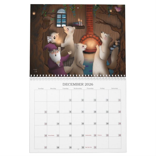 Hand-Painted Children Book Illustration 2025 Calendar (Dec 2026)