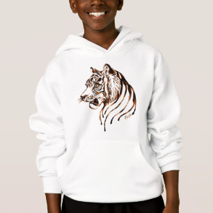 Hand Painted Chocolate Tiger Art Kid's Hoodie
