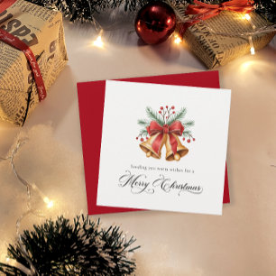 Hand Painted Christmas Bells & Greenery Christmas Holiday Card
