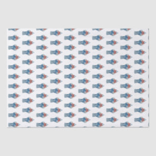 Hand Painted Christmas Blue and White Ginger Jar Tissue Paper