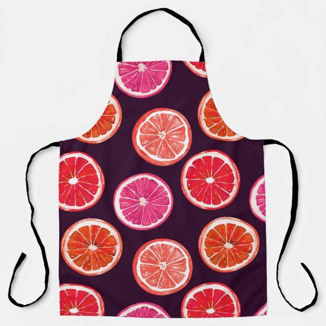 Hand Painted Citrus Dark Pattern Apron (Front)
