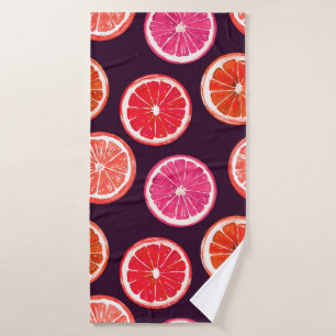 Hand Painted Citrus Dark Pattern Bath Towel