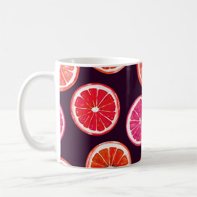 Hand Painted Citrus Dark Pattern Coffee Mug (Left)