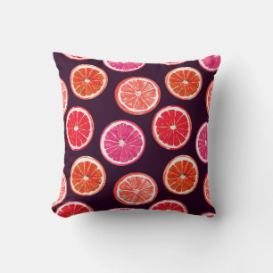 Hand Painted Citrus Dark Pattern Cushion