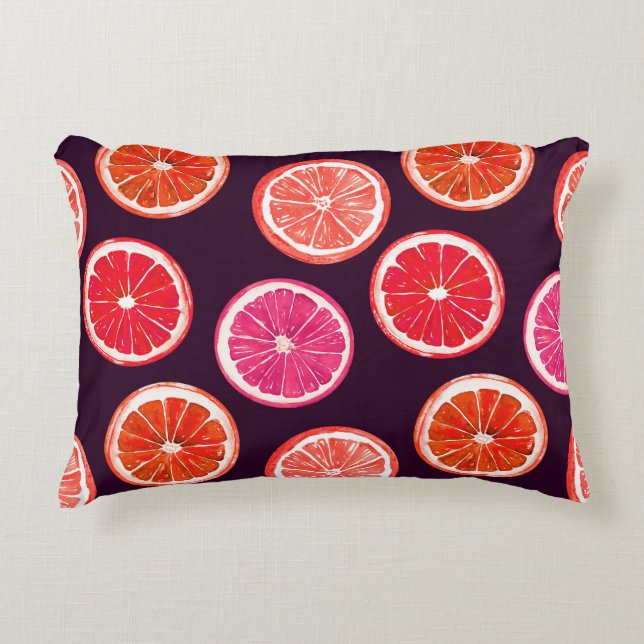 Hand Painted Citrus Dark Pattern Decorative Cushion (Front)