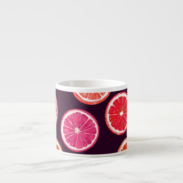Hand Painted Citrus Dark Pattern Espresso Cup (Front)