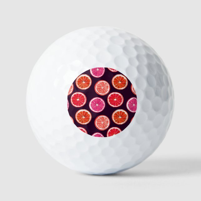 Hand Painted Citrus Dark Pattern Golf Balls (Front)