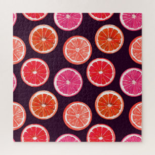 Hand Painted Citrus Dark Pattern Jigsaw Puzzle