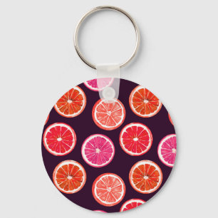 Hand Painted Citrus Dark Pattern Key Ring