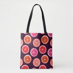 Hand Painted Citrus Dark Pattern Tote Bag