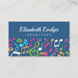 hand painted colorful musical notes business card